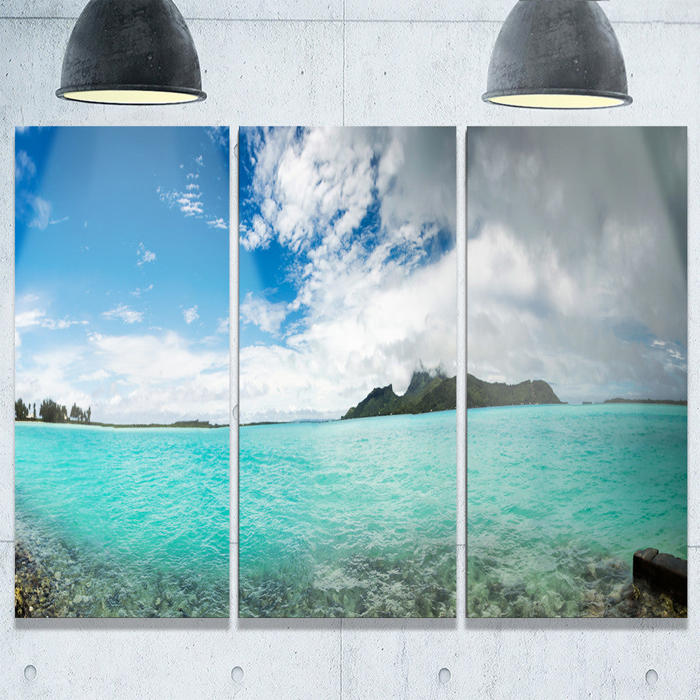 "Bora Bora French Polynesia Panorama" Metal Wall Art, 3 Panels, 36"x28"