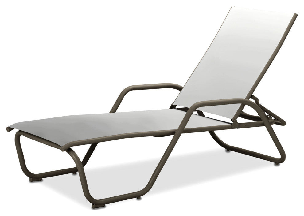 Gardenella Sling 4-Position Chaise, Textured Beachwood, White