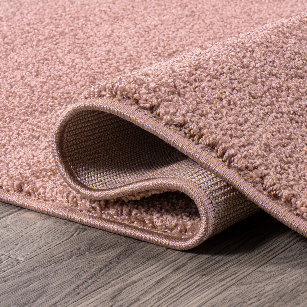 Haze Solid Low-Pile Pink 7' Square Area Rug
