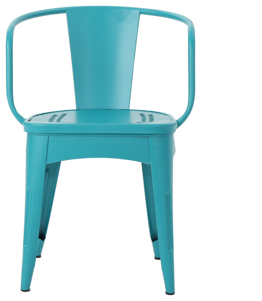 GDF Studio 3-Piece Leona Outdoor Iron Bistro Set, Matte Teal