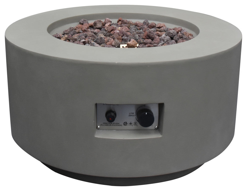 Waterford Round Gray Concrete 27" Natural Gas Fire Table by Modeno