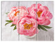 Peony Flowers on White Floor, Floral Triptych Canvas Art Print, 36x28, 3 Panels