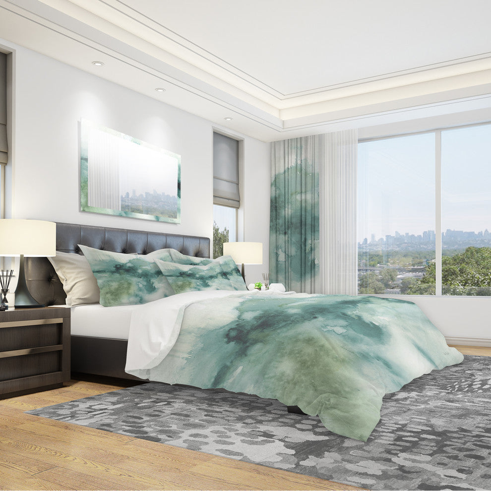 Lost into The Blue Geometric Duvet Cover Set, King