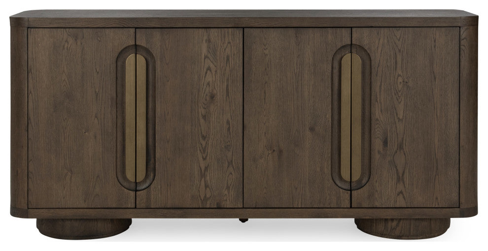 Tiber 74" Oak Veneer Buffet Sideboard, Toasted Brown