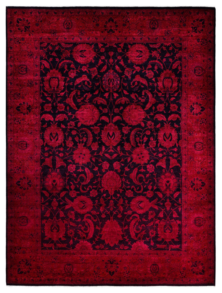 Overdyed One-of-a-Kind Hand-Knotted Area Rug Purple, 9' 2" x 12' 5"