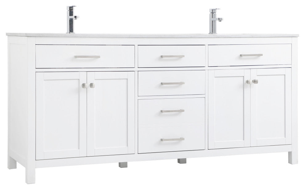 72" Double Bathroom Vanity, White