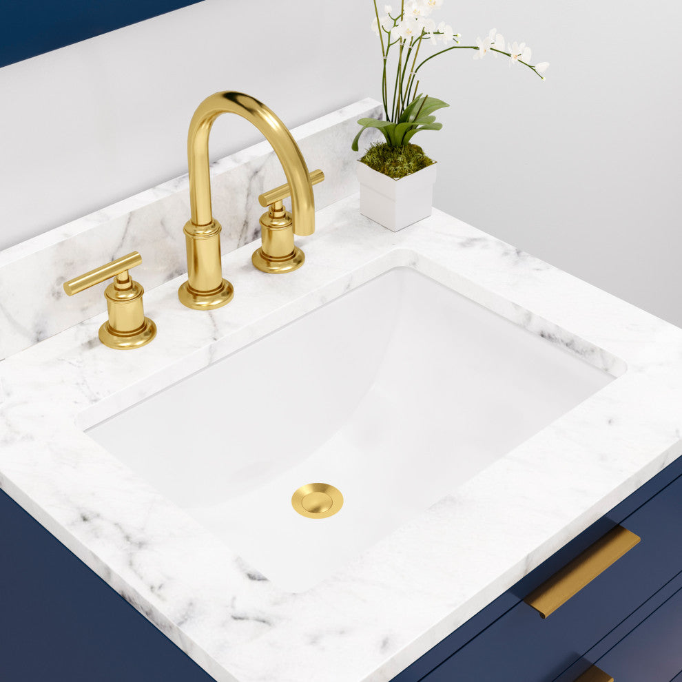 Bristol 24" Marble Countertop Vanity, Blue With Gooseneck Faucet