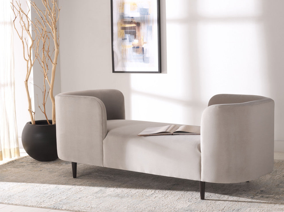 Safavieh Couture Frieda Velvet Tete A Tete Chair, Light Grey