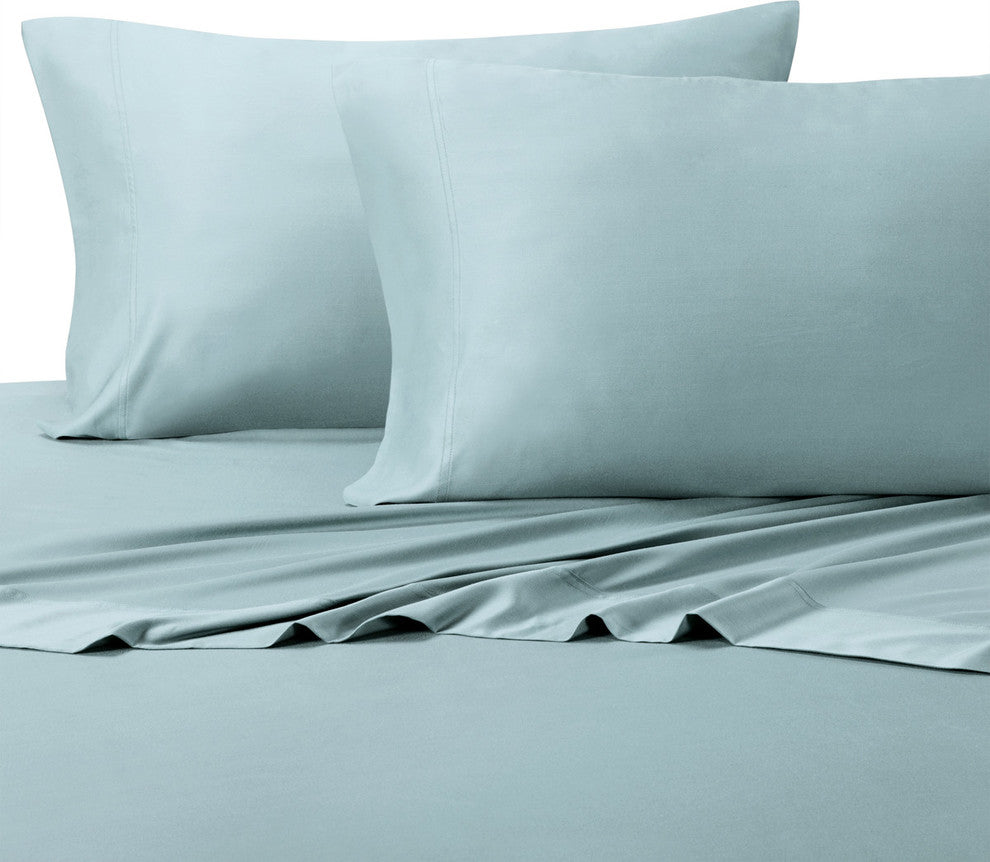 300 TC Silky 100% Bamboo Viscose Sheet Set, Blue, Olympic Queen