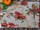 Seasonal Floral Woven Fabric Tapestry Kitchen Table Mats Cloth Placemats, White Floral