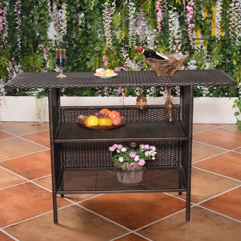 Modern Outdoor Rattan Bar Counter Table