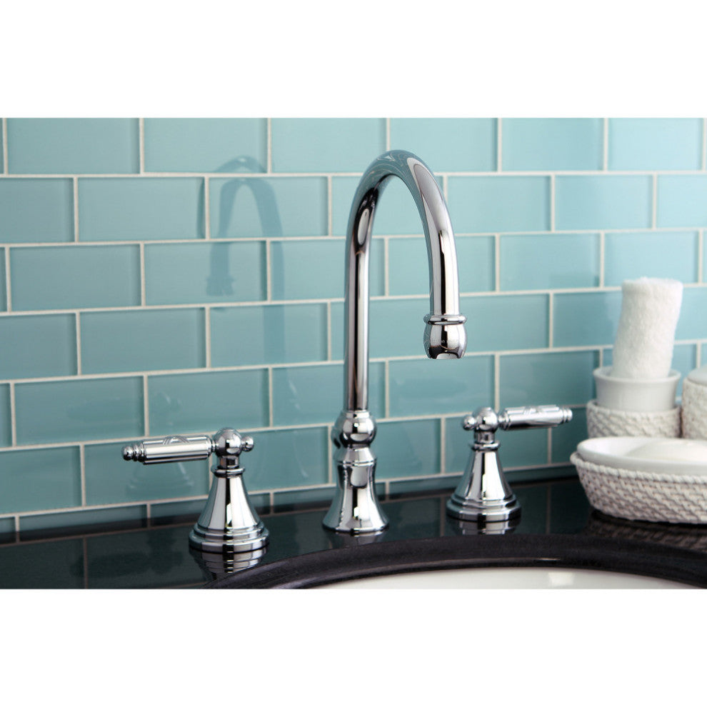 Fauceture Widespread Bathroom Faucet With Brass Pop-Up, Polished Chrome