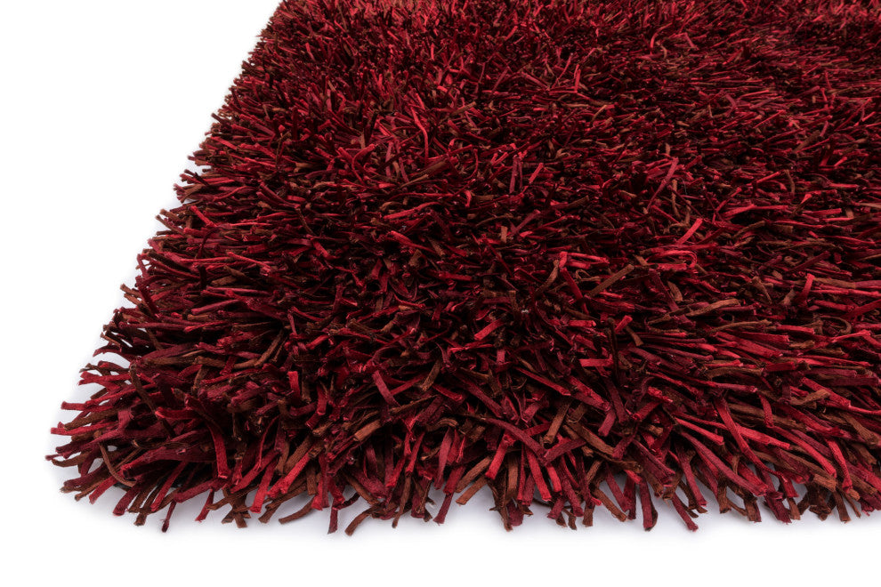 3" Pile Polyester Linden Ribbon Shag Area Rug by Loloi, Red, 5'x7'6"