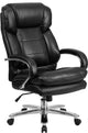 Heavy Duty 500 lb. Rated Black Leather Executive Swivel Chair With Loop Arms