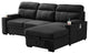 Kaden Fabric Sleeper Sectional Sofa, Black