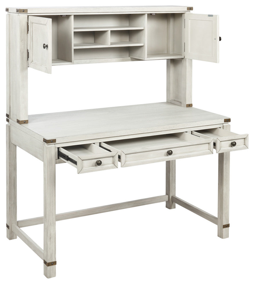 Baton Rouge Desk With Hutch, Champagne Oak