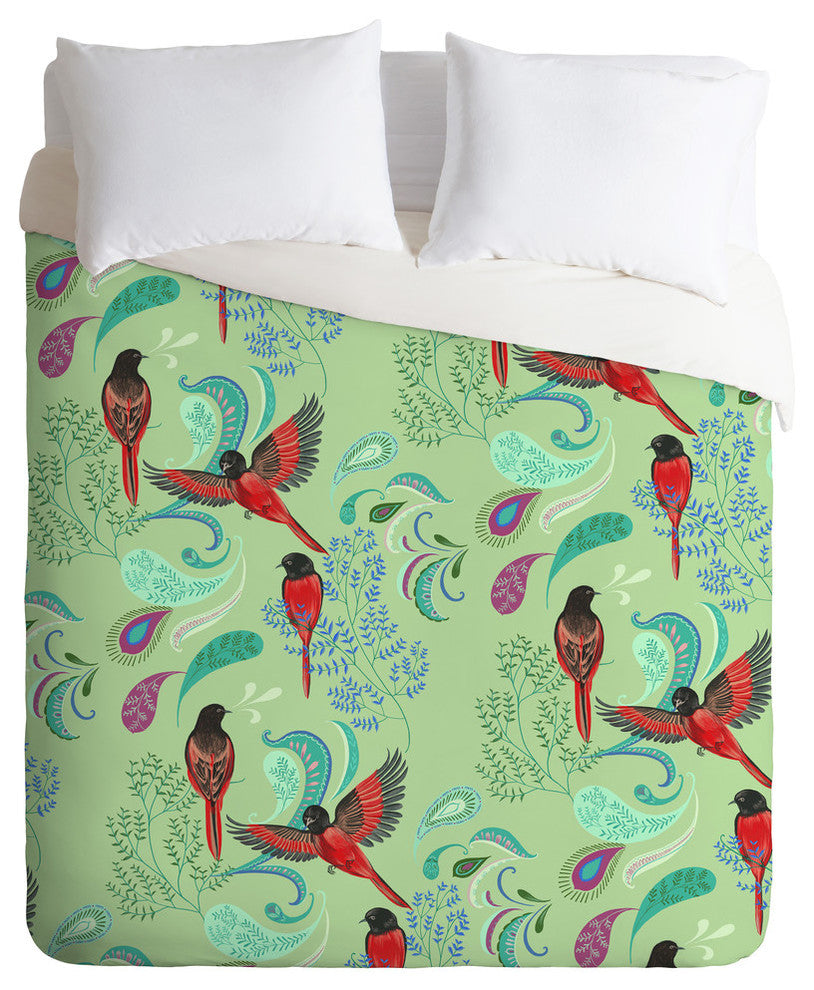 Deny Designs Pimlada Phuapradit Scarlet Minivet Duvet Cover-Lightweight
