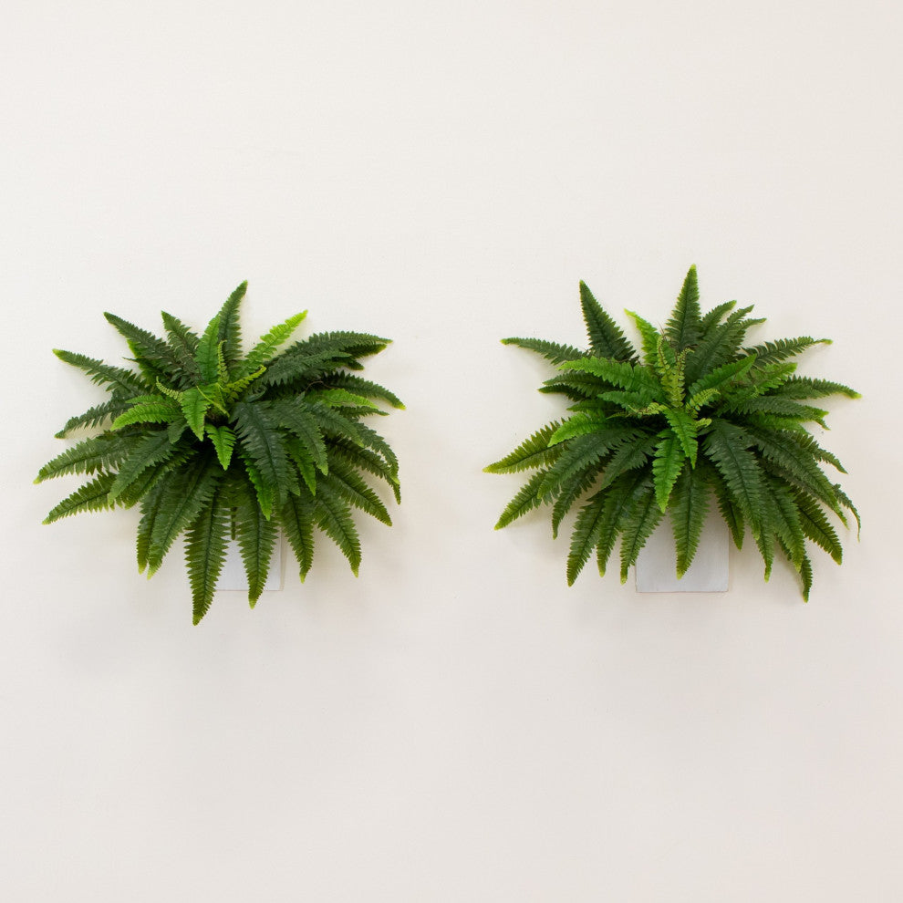 40" UV Resistant Artificial Boston Fern, Indoor/Outdoor Set of 2