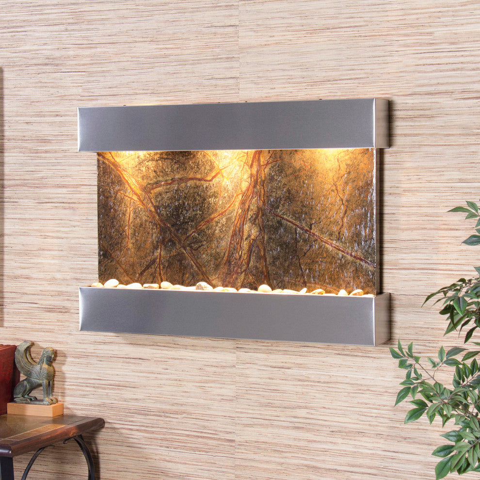 Reflection Creek Water Feature by Adagio, Green Marble, Stainless Steel