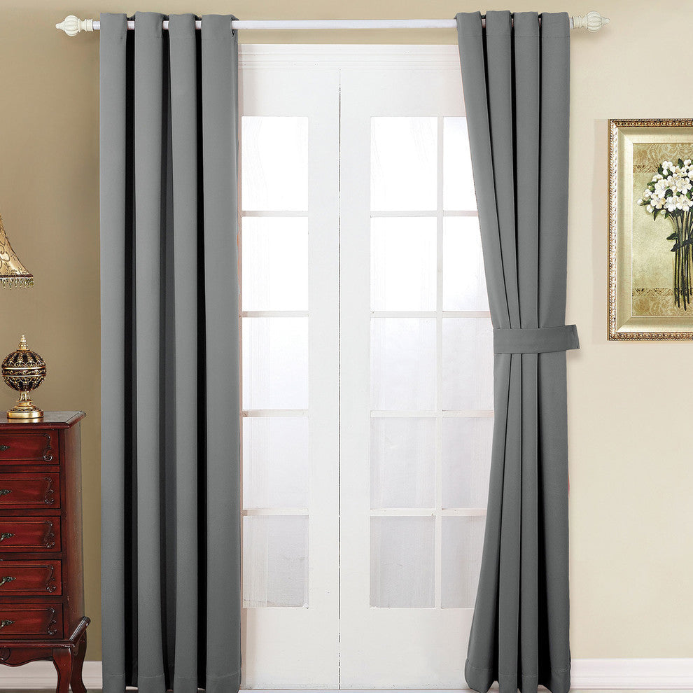 Serenta Black Out Curtains 4 Piece Sets, Gray, 54" X 84"