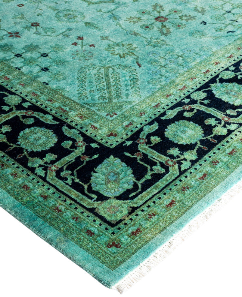 Overdyed One-of-a-Kind Hand-Knotted Area Rug Green, 6' 1" x 8' 10"