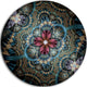 Dark Purple Fractal Flower, Digital Art Floral Round Metal Artwork, 23"