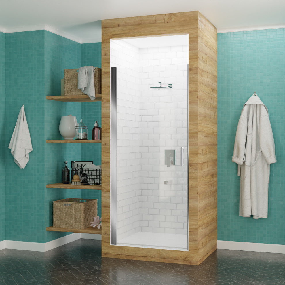 ANZZI Lancer Semi-Frameless Hinged Shower Door, Polished Chrome, 23" X 72"
