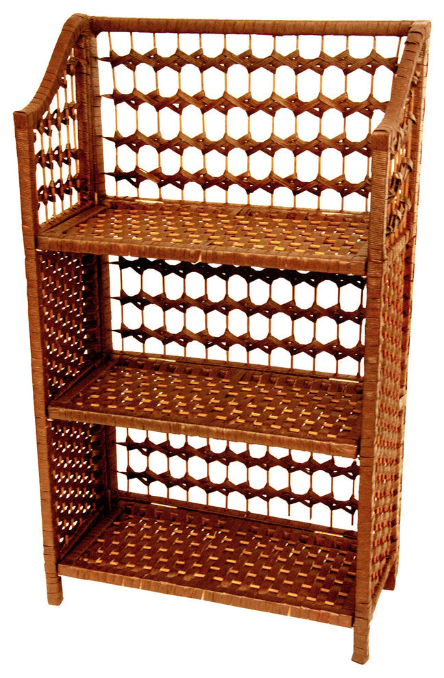 33" Natural Fiber Shelving Unit, Honey