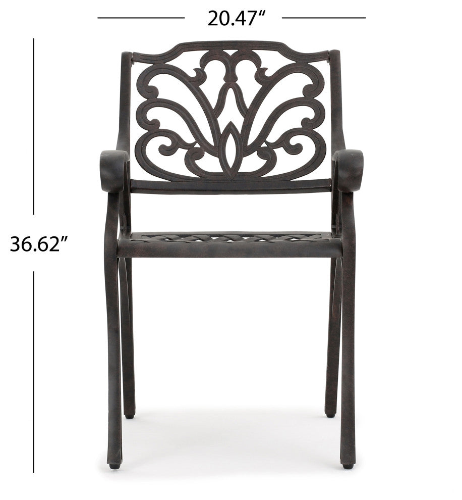 GDF Studio 7-Piece Fonzo Outdoor Bronze Cast Aluminum Rectangular Dining Set