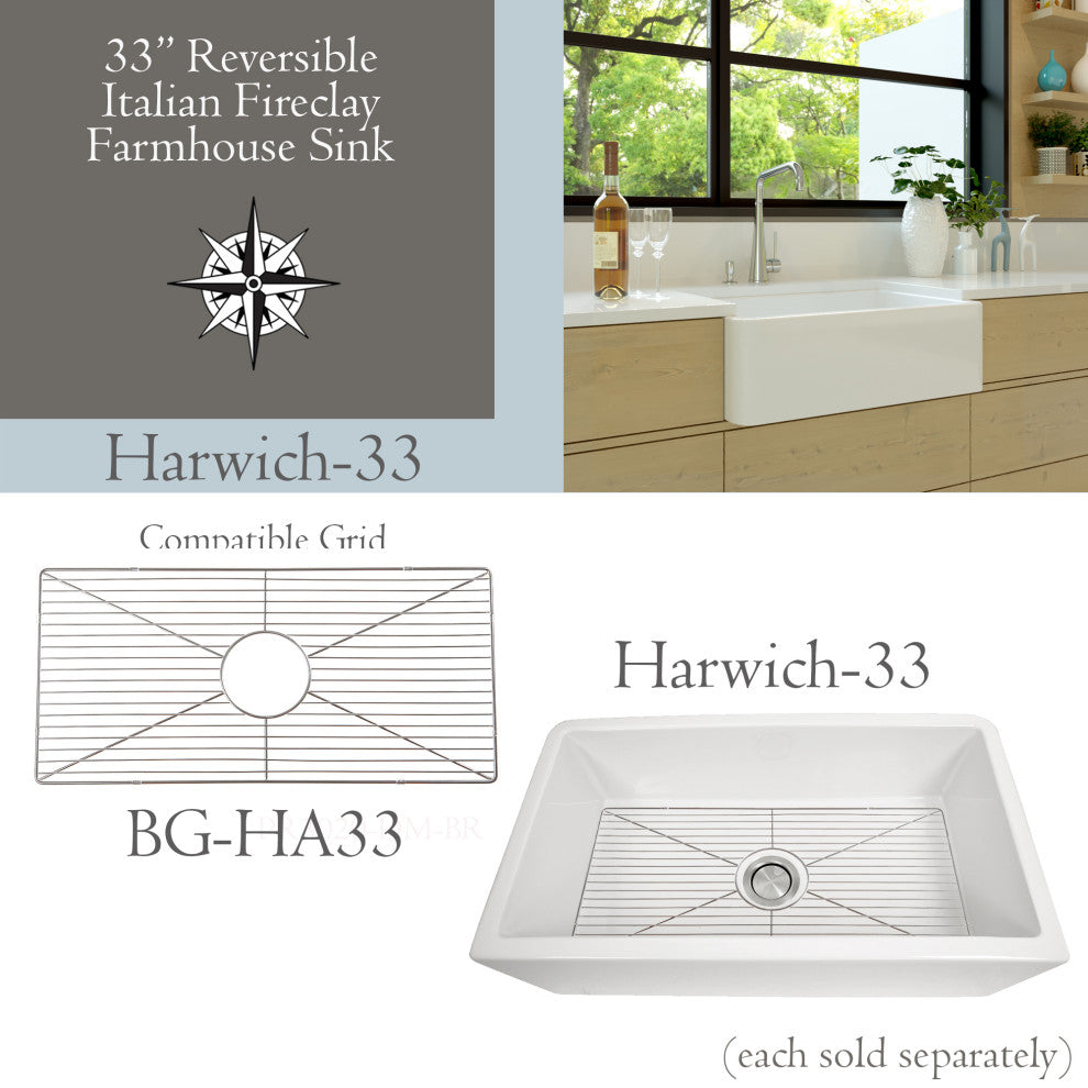 Reversible Italian Farmhouse Fireclay Sink 33"