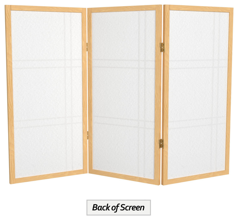 3' Tall Double Cross Shoji Screen, Natural, 3 Panels