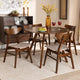 Reedsport Mid-Century Walnut Effect 5-Piece Dining Set, Light Beige/Walnut Brown