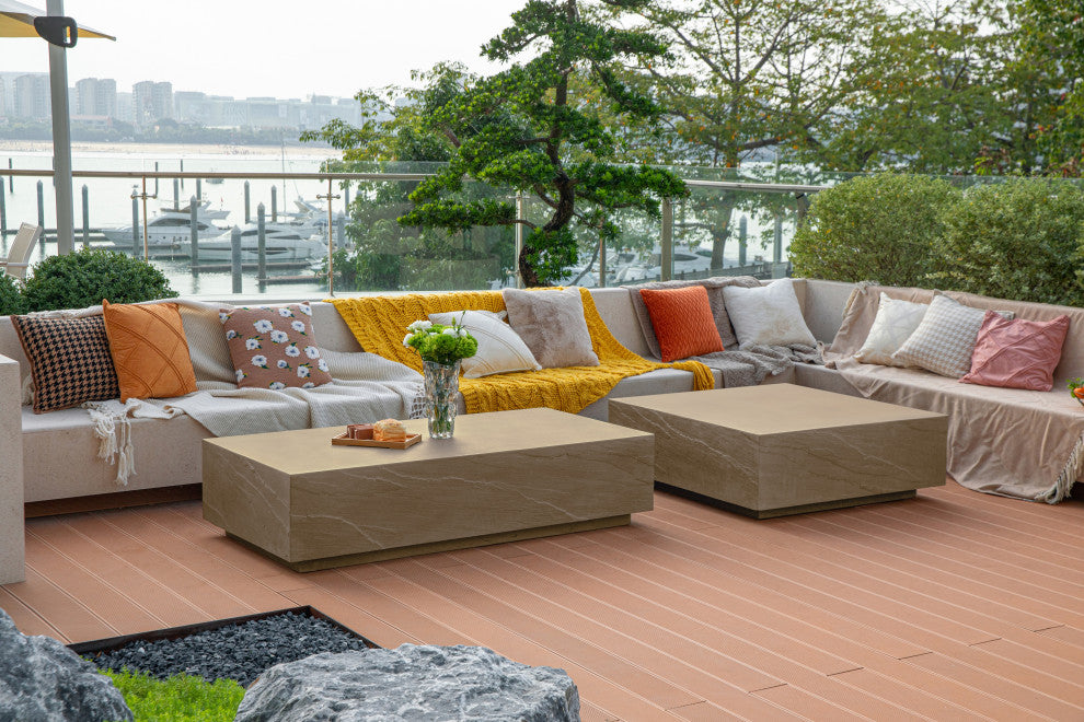 Colorado 60" Rectangular Concrete Coffee Table, Sunlight Yellow