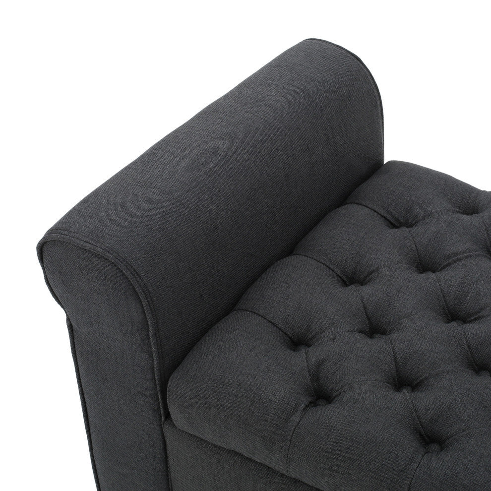 GDF Studio Keiko Contemporary Rolled Arm Fabric Storage Ottoman Bench