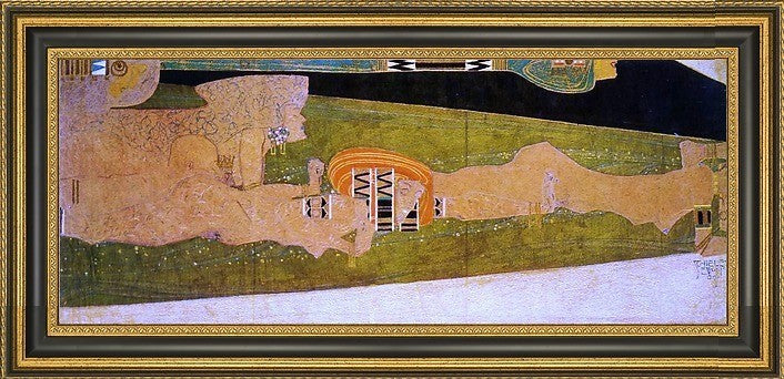 Egon Schiele Water Sprites II - 14" x 28" Framed Premium Canvas Print
