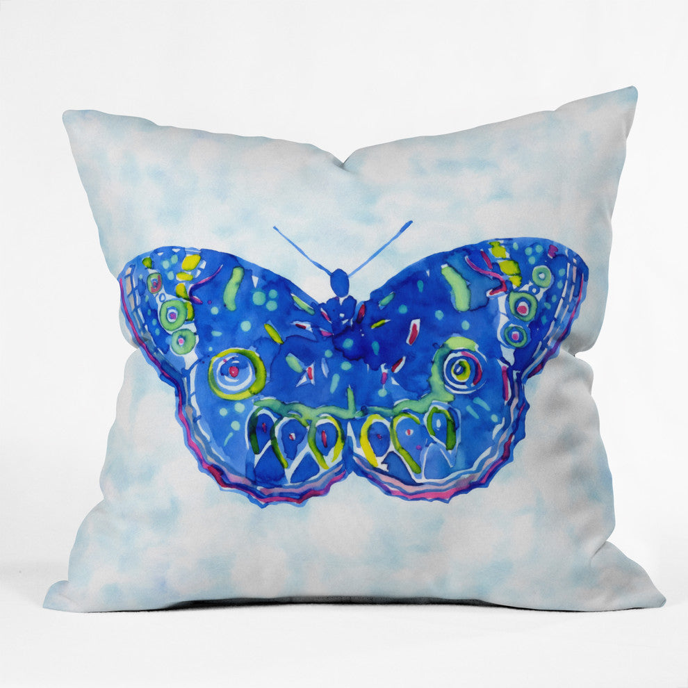 Deny Designs Cayenablanca Watercolour Butterfly Outdoor Throw Pillow