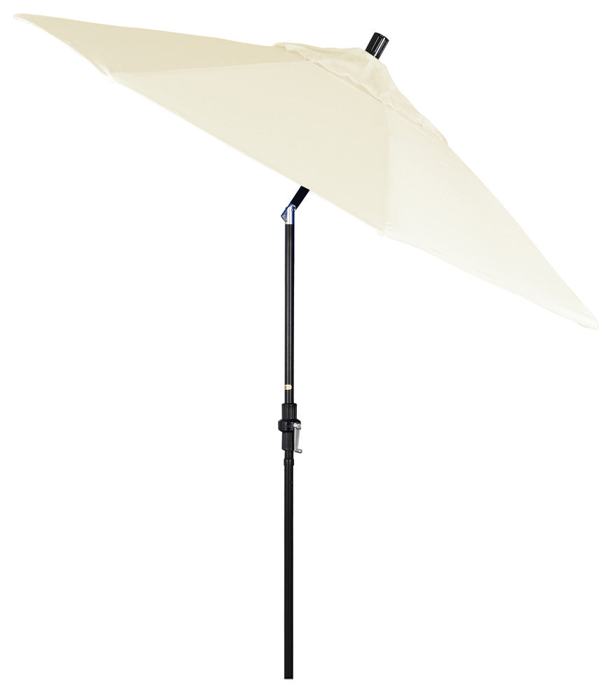 9' Matted Black Collar Tilt Lift Fiberglass Rib Aluminum Umbrella, Sunbrella, Canvas