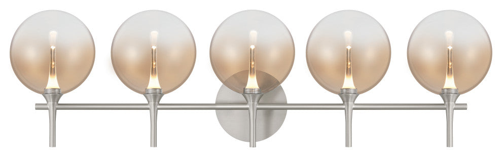 Iissa, Vanity, 5Lt, Satin Nickel, Amber Glass