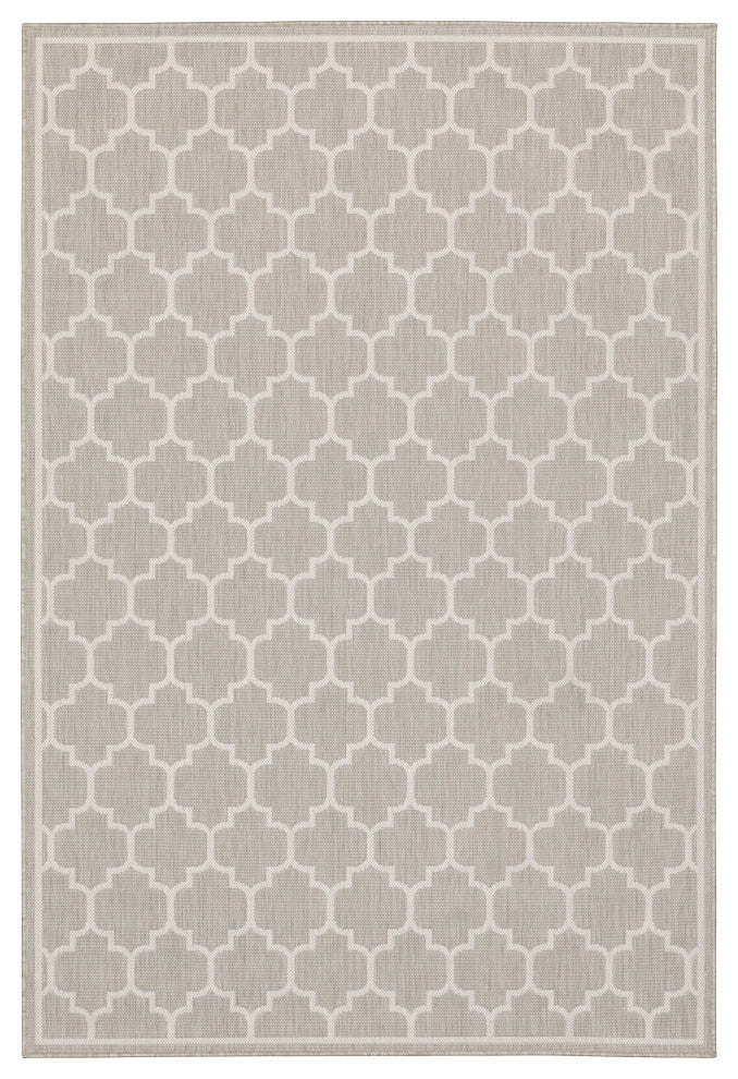 Parlan Geometric Trefoil Indoor-Outdoor Area Rug, Gray, 5'3"x7'3"