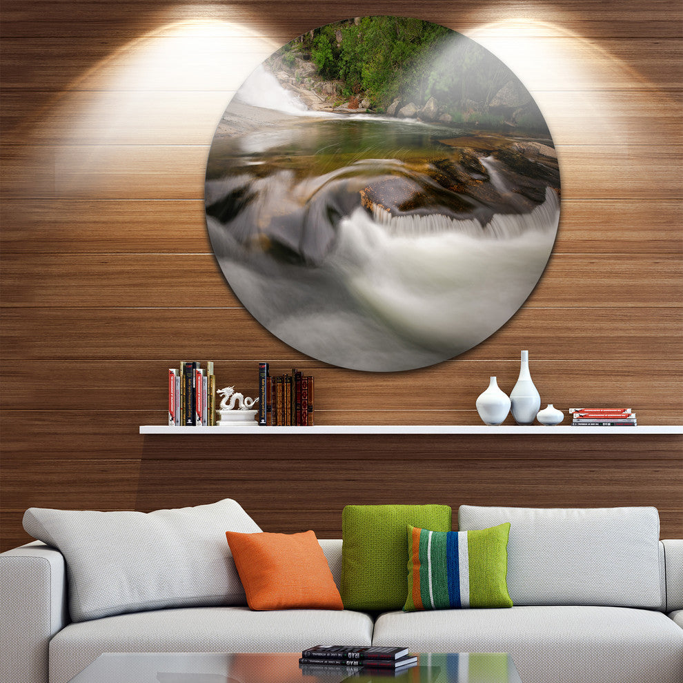 Segade Waterfall Galicia Spain, Landscape Photo Disc Metal Artwork, 36"