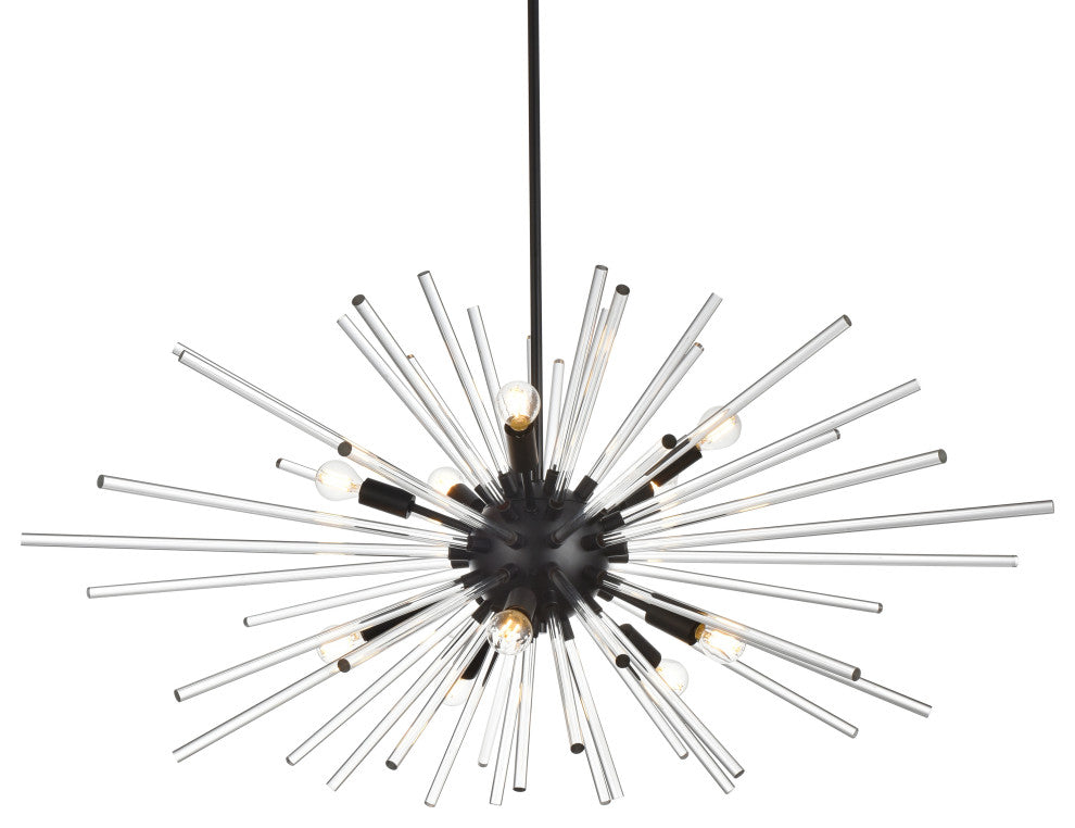 Samuel 46" Crystal Rod Pendant, Black