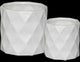 Cylindrical Pots, Wide Mouth and Embossed Diamond Design Body 2-Piece Set, White