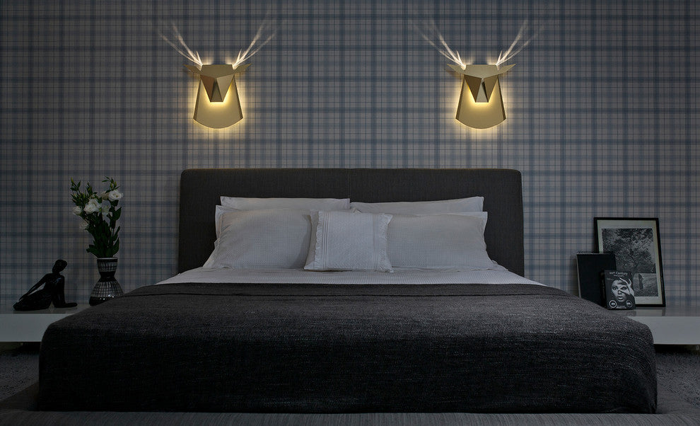 Pink Aluminium Deer Head LED Light Fixture, Cord Electricity