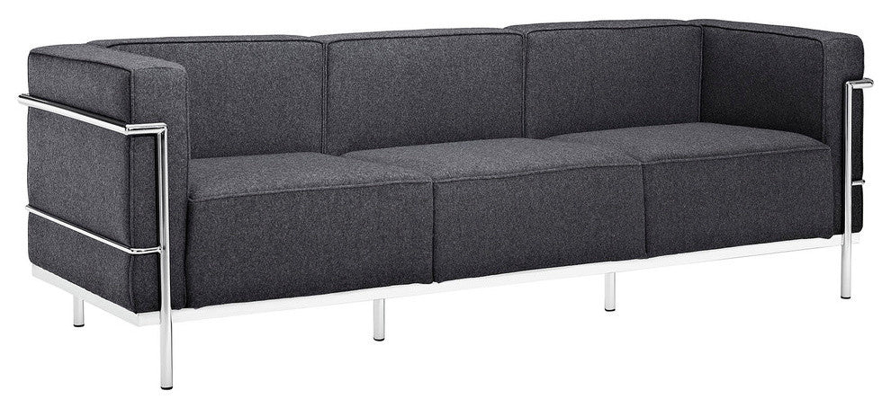 Modern Contemporary Living Room Loveseat and Sofa 2-Piece Set Dark Gray