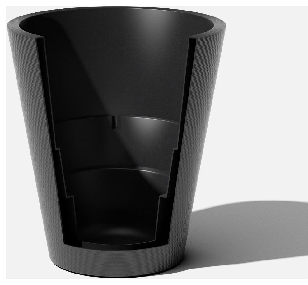 Pro Series Curve Grooved Planter, 30", Black