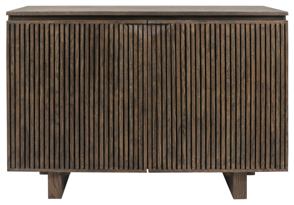 Roya 82" Oak Wood 3-Door Sideboard Buffet, Toasted Brown, 2-Door