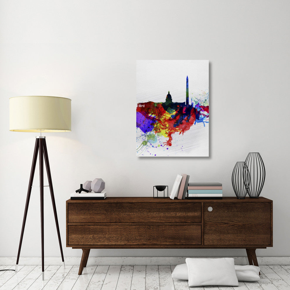 "Washington DC Watercolor Skyline 1" Fine Art Print