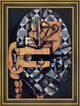 Juan Gris Guitar  Glasses and Bottle - 18" x 27" Framed Premium Canvas Print