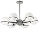 Matte Black and Polished Chrome Modern Chandelier With White Glass
