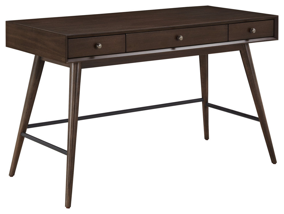 Aloisia Wood 3-Drawer Writing Desk - Dark Walnut Finish